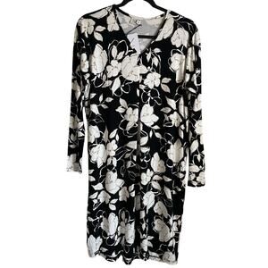 NEW ByTavi Floral Slub Dress Sz M V-Neck Long Sleeves Fair Trade Sustainable